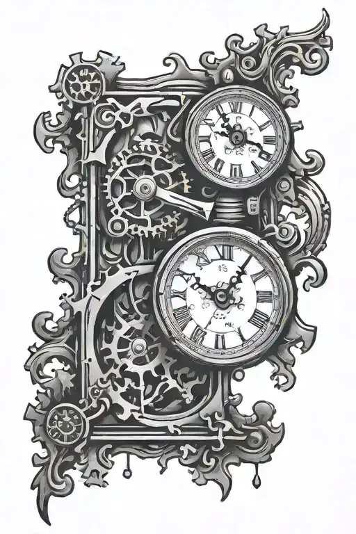 clock melting jigsaw puzzle piece tattoo design idea