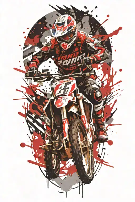 Motocross rider with gun pointing his temple tattoo design idea