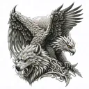 Wolf dragon eagle sitting tattoo design idea
