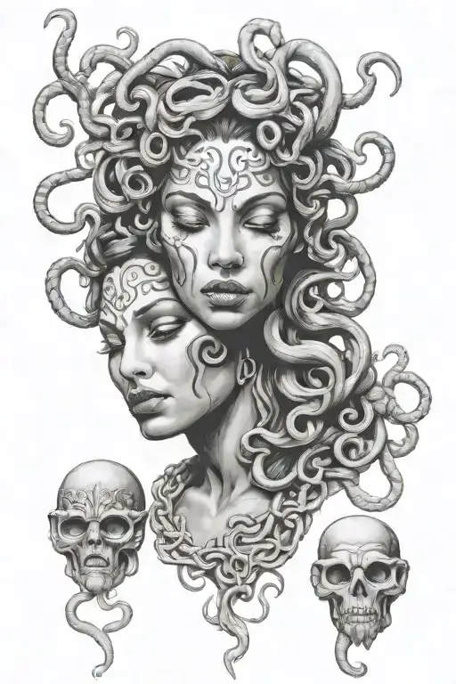 see no evil speak no evil hear no evil Medusa tattoo design idea