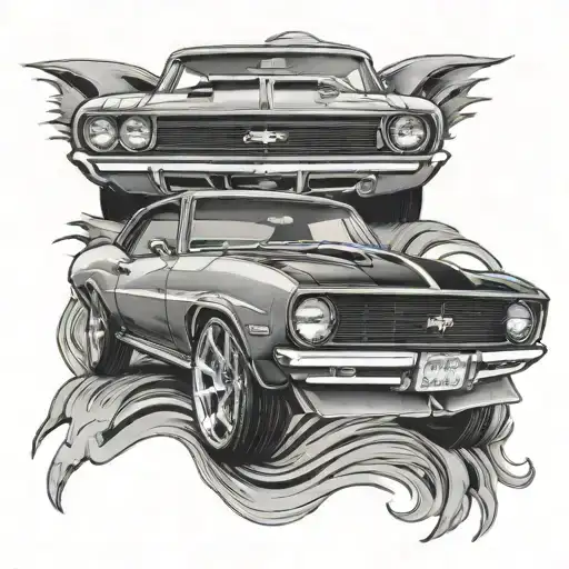 1969 Camaro and 1955 Chevy Belair  tattoo design idea