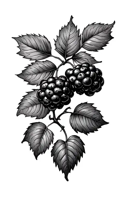 blackberry vine with leaves intertwined tattoo design idea