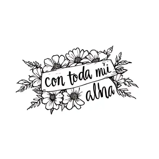 "con toda mi alma " Flowers wrapped tattoo design idea