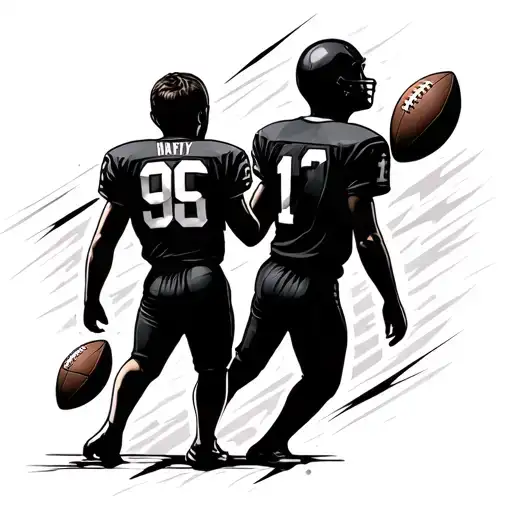 father son symbolize tattoo with football background full sleeve tattoo design idea