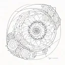 Fibonacci spiral with 9 circles of hell tattoo design idea