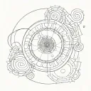 Fibonacci spiral with 9 circles of hell tattoo design idea