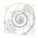 Fibonacci spiral with 9 circles of hell tattoo design idea
