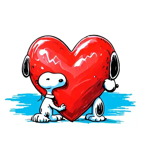 snoopy holding heart tattoo design idea
