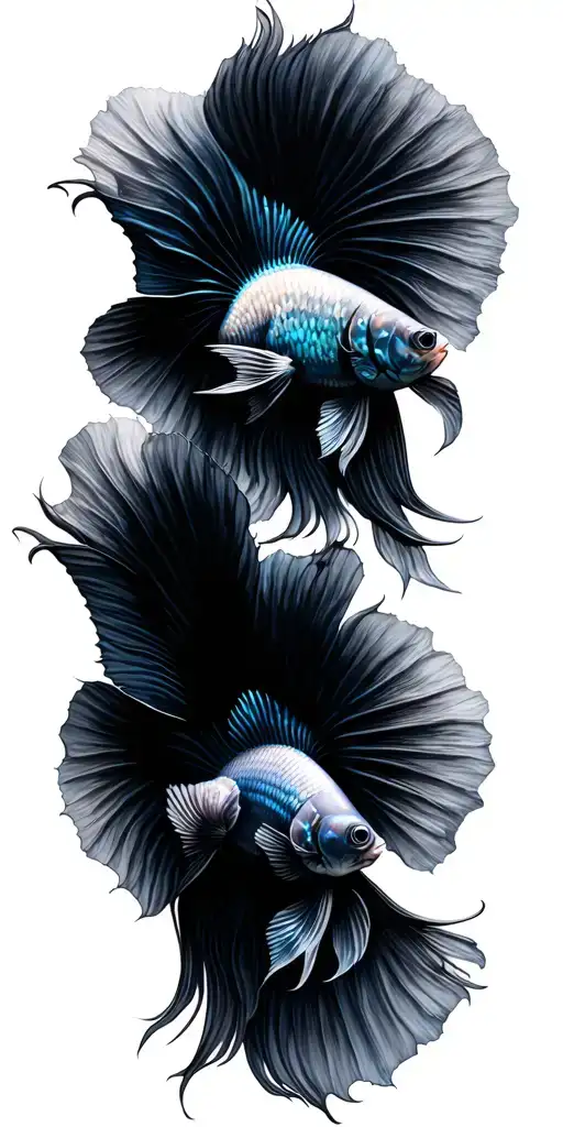 2 Betta fish, with a labrodite stone and includes Poseidon and Jupiter tattoo design idea