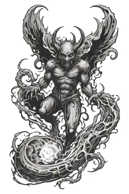demon shadows escaping black hole  tattoo design idea
