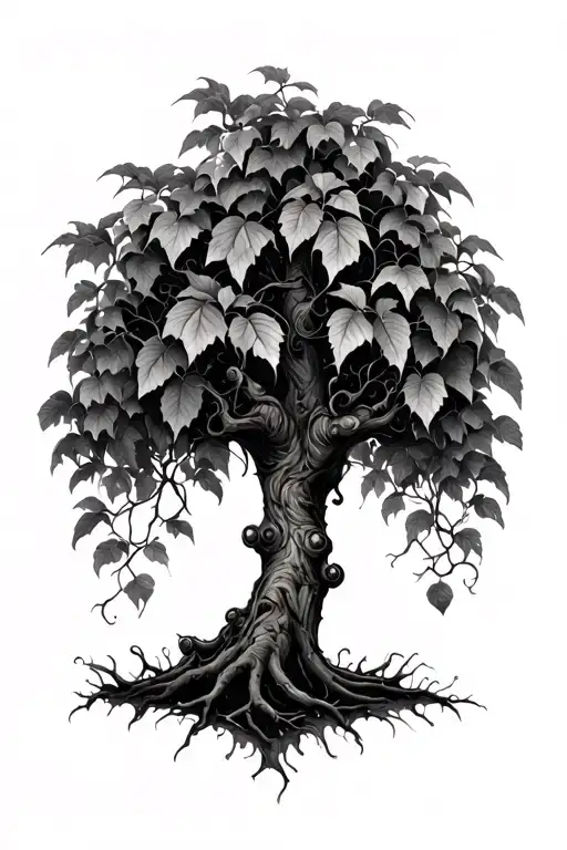 poison ivy tree tattoo design idea
