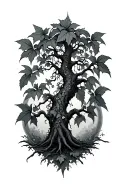 poison ivy tree tattoo design idea