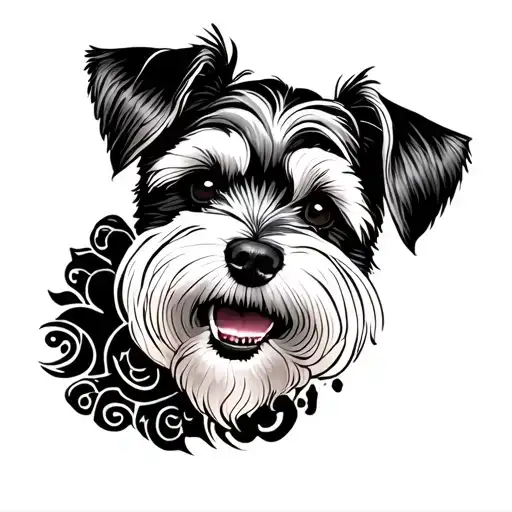 schnoodle with underbite tattoo design idea