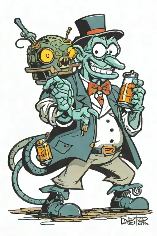 90s cartoon, dextor from dextors laboratory tattoo design idea