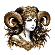 Aries sexy goddess Athena tattoo design idea
