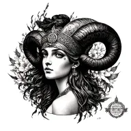 Aries sexy goddess Athena tattoo design idea