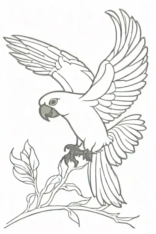 cockatoo flying tattoo design idea