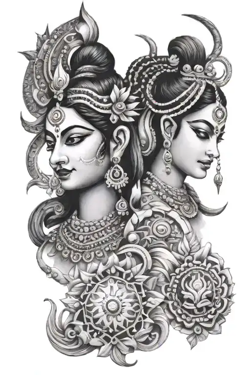 shiva Trishul and Krishna basari and vithhala'S tikka create a combine design tattoo tattoo design idea
