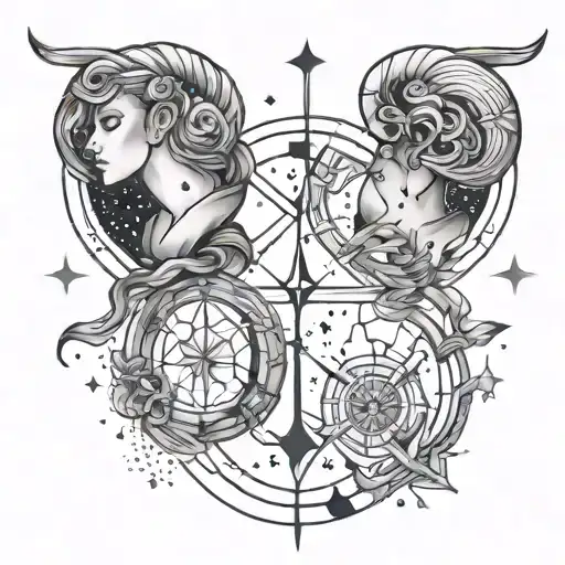 Aries Virgo and Sagittarius constellation intertwined tattoo design idea
