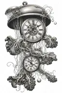 jellyfish and dissolving clock tattoo design idea