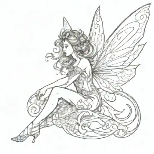 fairy flying tattoo design idea
