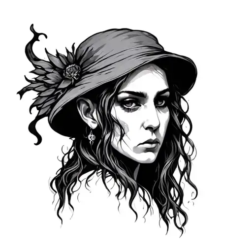 Crone turned away tattoo design idea