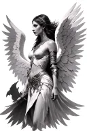 angel wing female warrior tattoo design idea