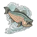 salmon Fish jumping tattoo design idea