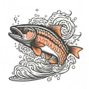 salmon Fish jumping tattoo design idea