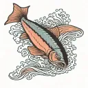salmon Fish jumping tattoo design idea