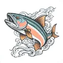 salmon Fish jumping tattoo design idea