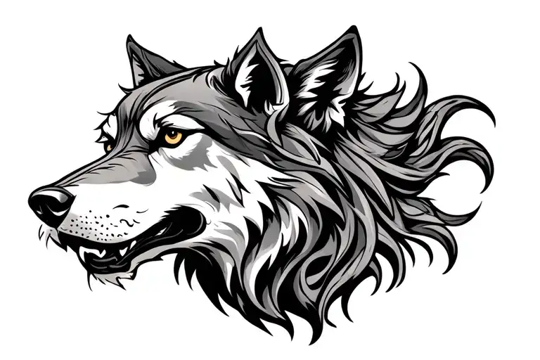 Celtic wolf in Celtic band tattoo design idea