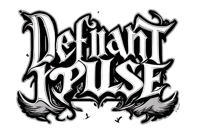 "Defiant Pulse" traditional american font logo tattoo design idea