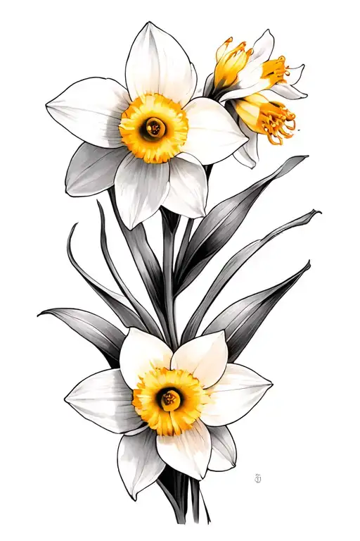 Daffodils and Azaleas tattoo design idea