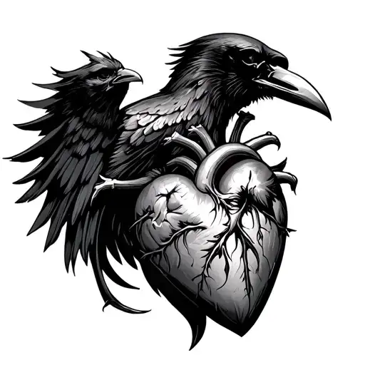 Grim Reaper Sacred Heart raven tattoo design idea