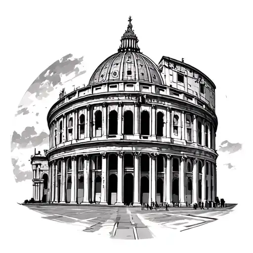 Vatican and Colloseum building tattoo design idea