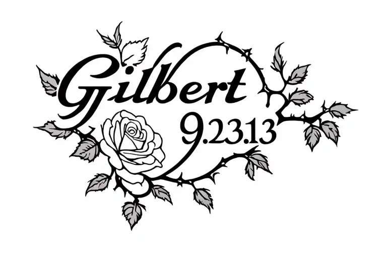 "Gilbert 9.23.13" rose bush with thorns tattoo design idea