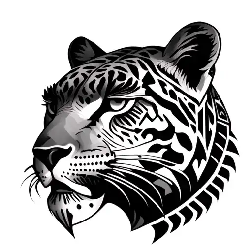 aztec jaguar face tattoo design idea