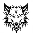 Evil wolf head tattoo design idea