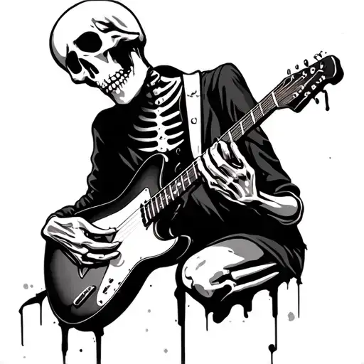 Skeleton Playing Guitar tattoo design idea