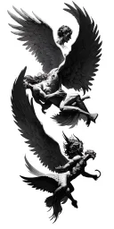 angels flying fighting flying demons they know tattoo design idea