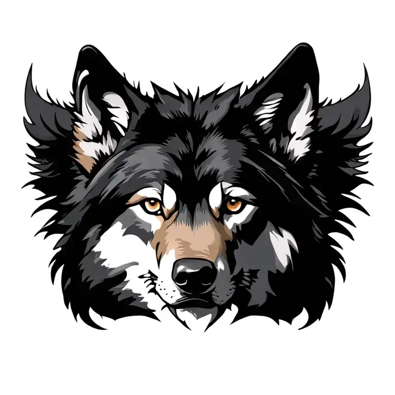 wolf face tattoo design idea