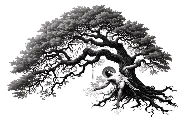 poison tree with saint sebastian tattoo design idea