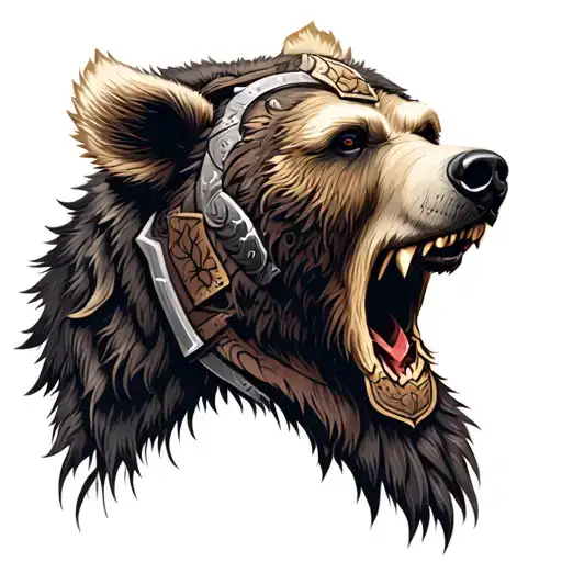 viking bear head tattoo design idea