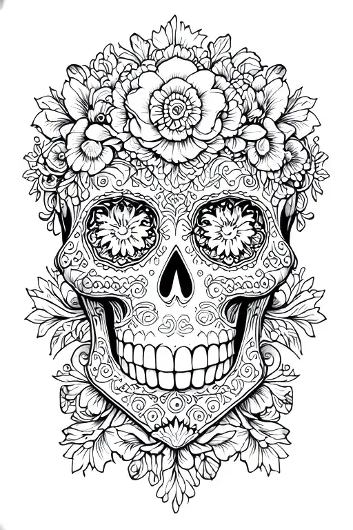 sugar skull soft shading tattoo design idea