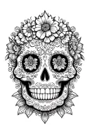 sugar skull soft shading tattoo design idea