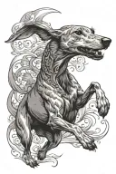 greyhound chasing a hare tattoo design idea