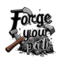 "Forge your path" hammer breaking through rock tattoo design idea