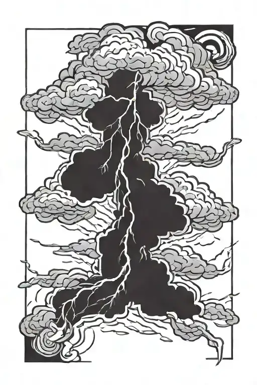 narrow lightning storm tattoo design idea