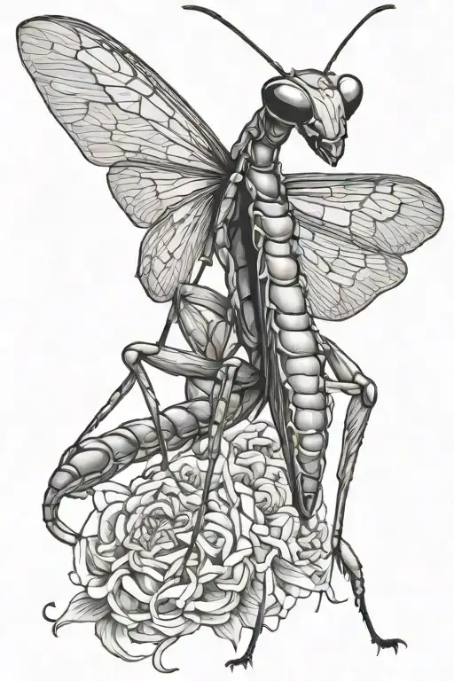 praying mantis tattoo design idea